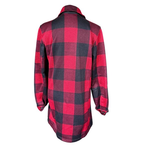 Lands' End red and black buffalo plaid snap front jacket XS 2-4 - Picture 4 of 10